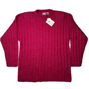 Vtg NWTS Hastings & Smith Hot Pink Mohair Acrylic Metallic Sweater Medium Glam